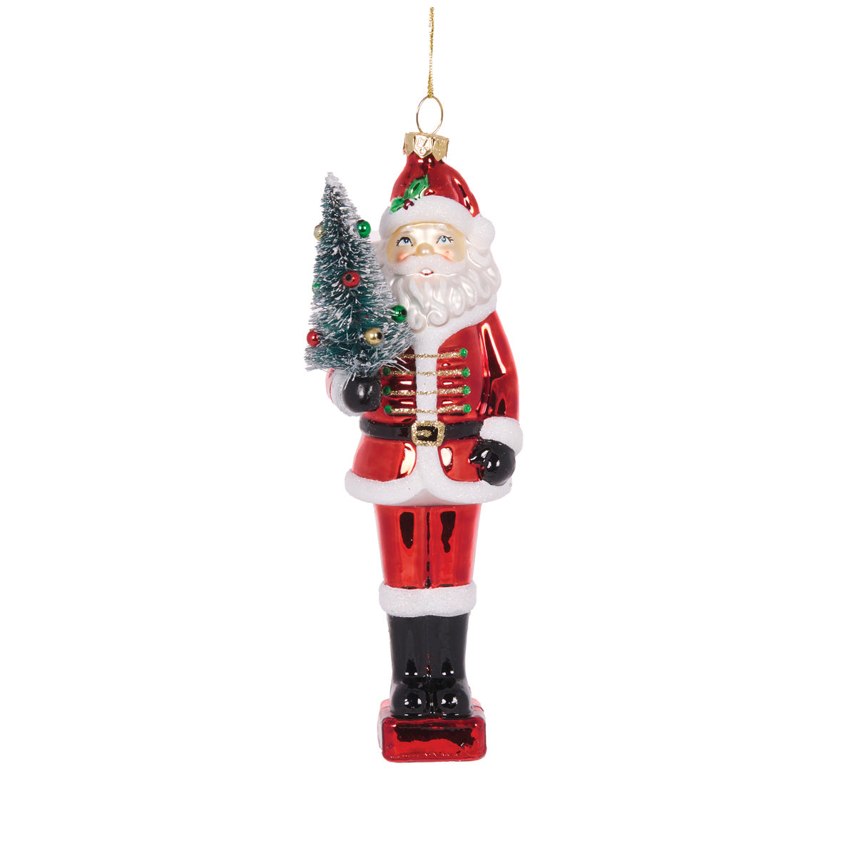 GLASS SANTA WITH TREE HANGING