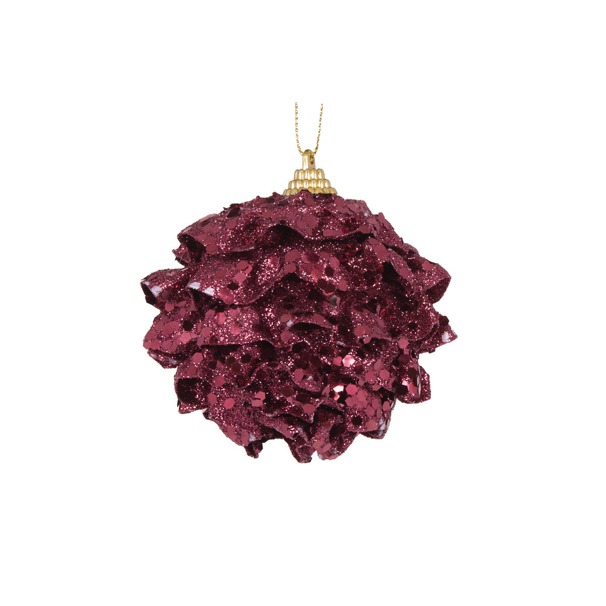 MINI BURGUNDY RUFFLES BAUBLE