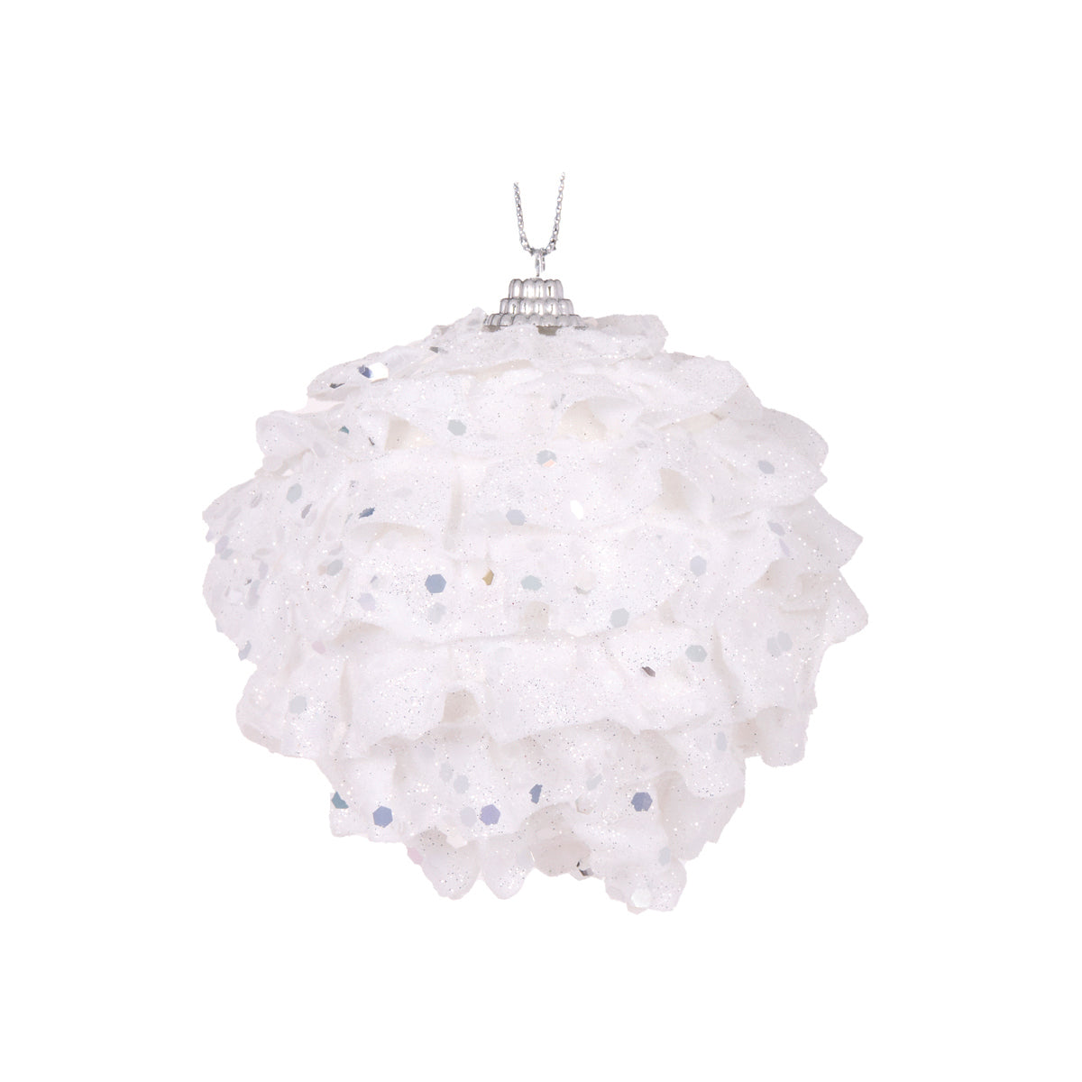 WHITE RUFFLES BAUBLE