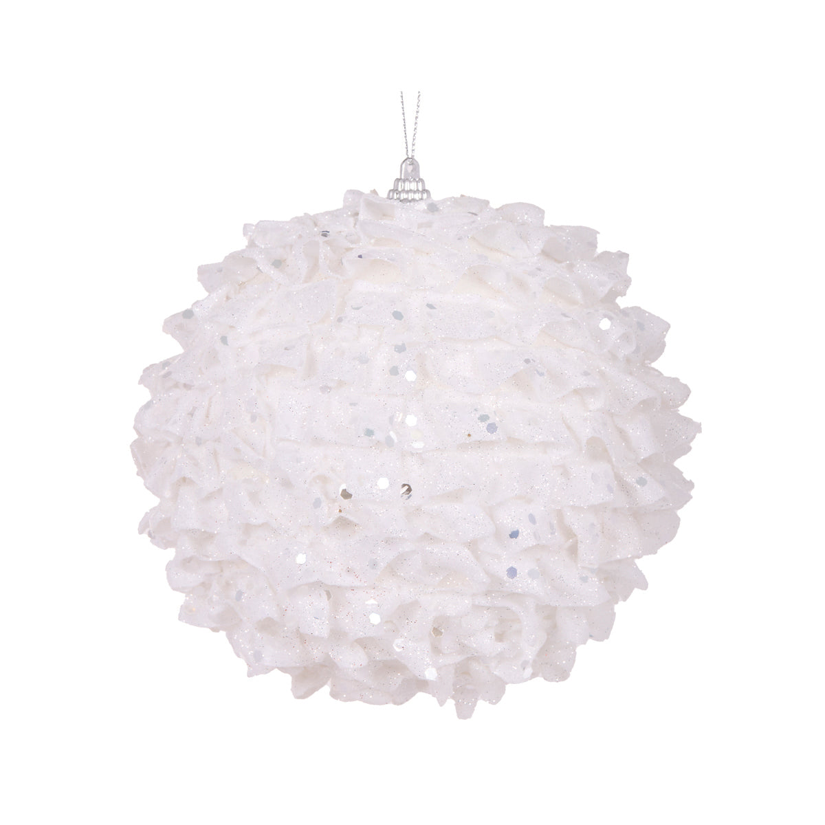 XL WHITE RUFFLES BAUBLE