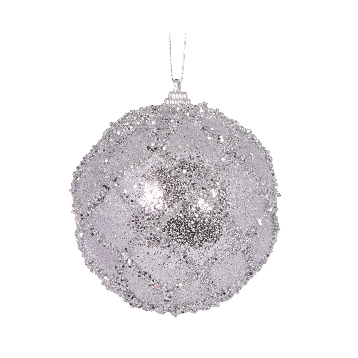 SILVER GLITTERED LATTICE BAUBLE