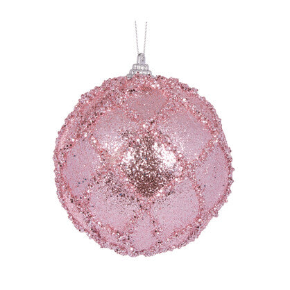 Pink Glittered Lattice Bauble