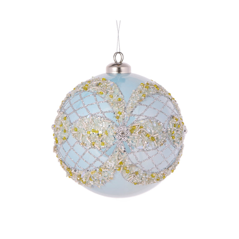15 CM PEARL LIGHT BLUE ORNATE BAUBLE