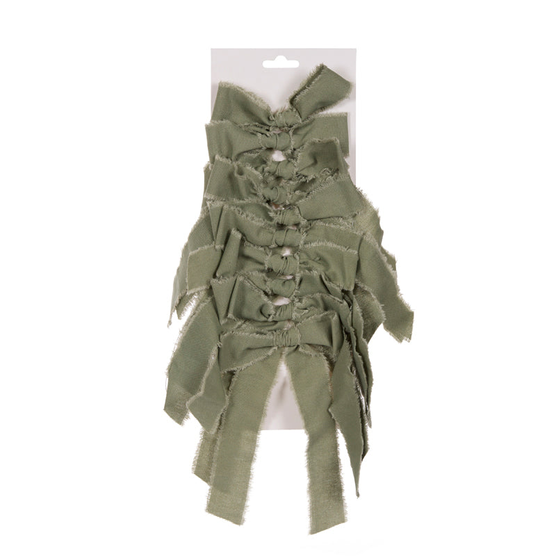 Set/10 5cm Moss Green Raw Bows