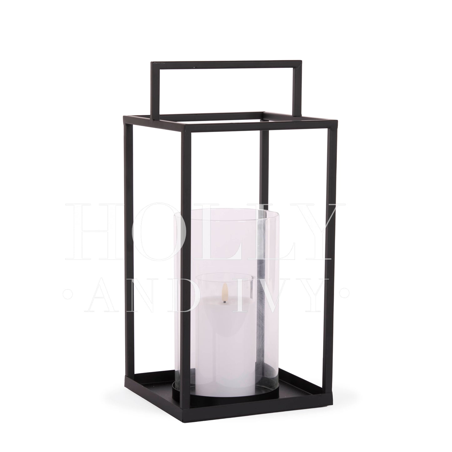 42CM BLACK METAL LANTERN