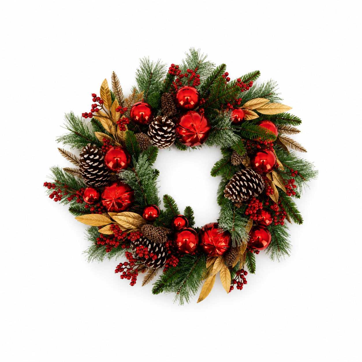 Red Bauble Gold Wreath