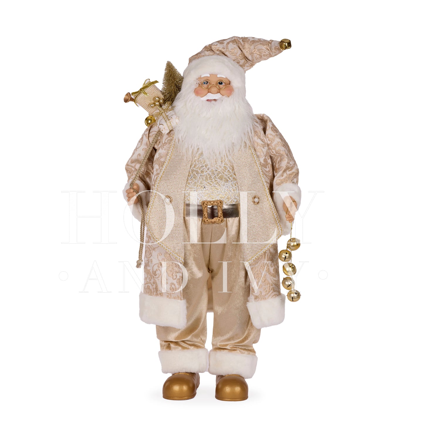 90CM CHAMPAGNE FABRIC SANTA