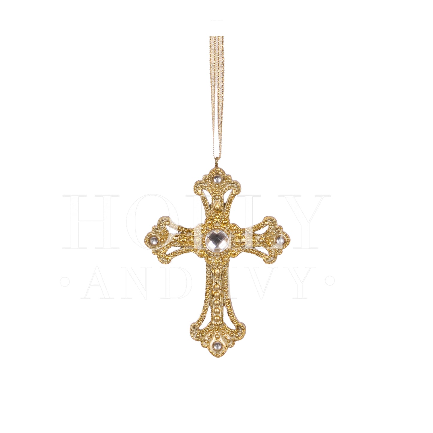 10.5CM HANGING CROSS JEWELLED