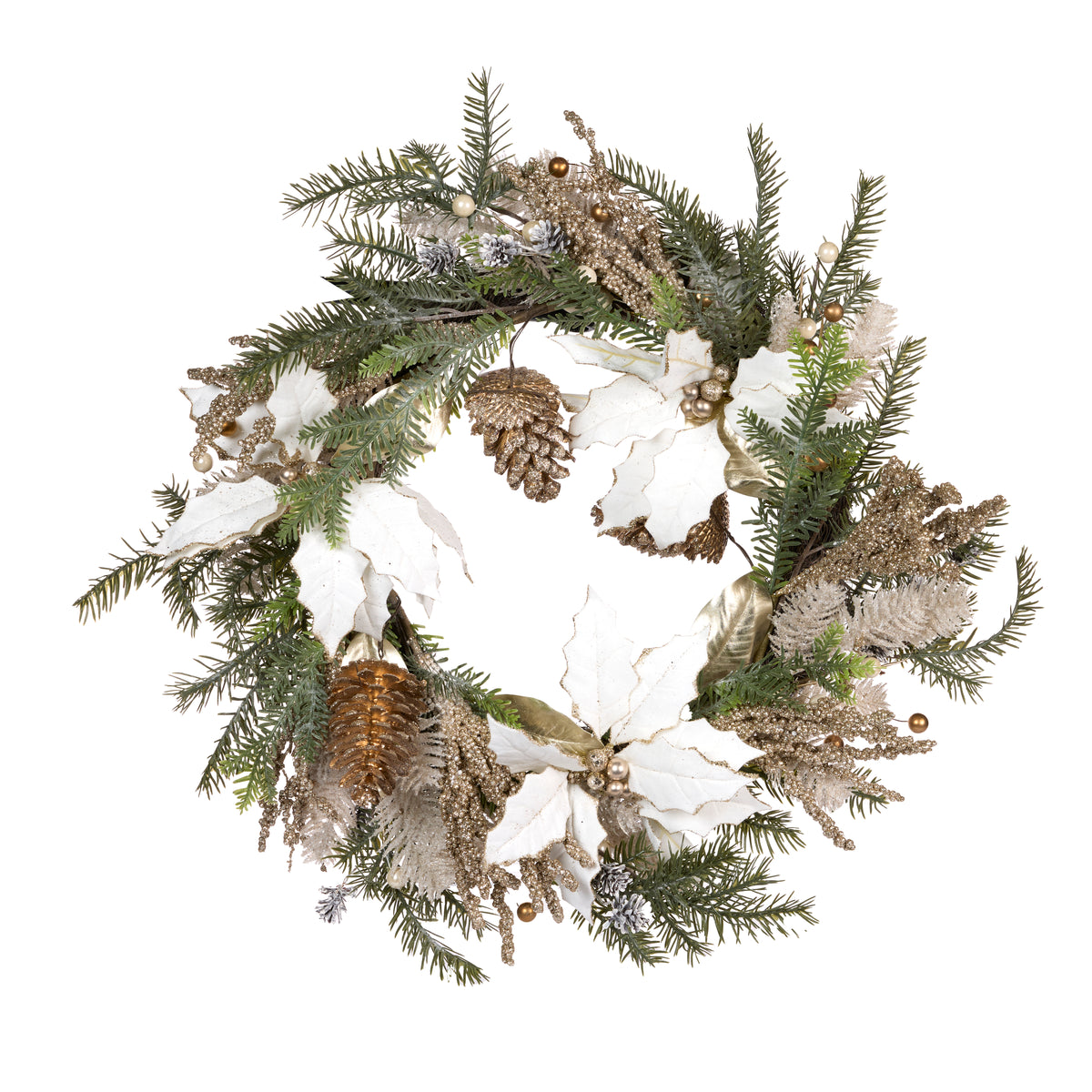 Green and White 76cm Floral Wreath