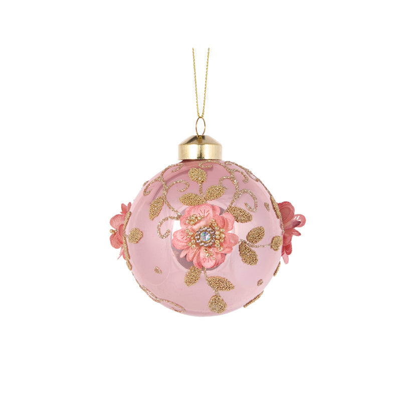 Embellished Pink Poppy Bauble