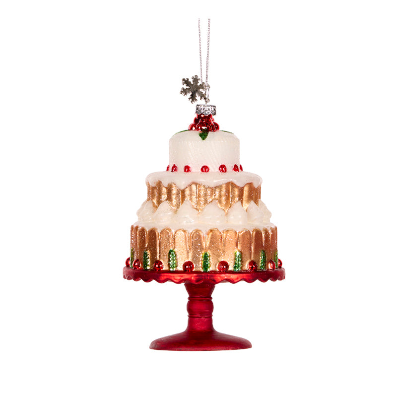 Christmas Pudding On Stand Glass Ornament