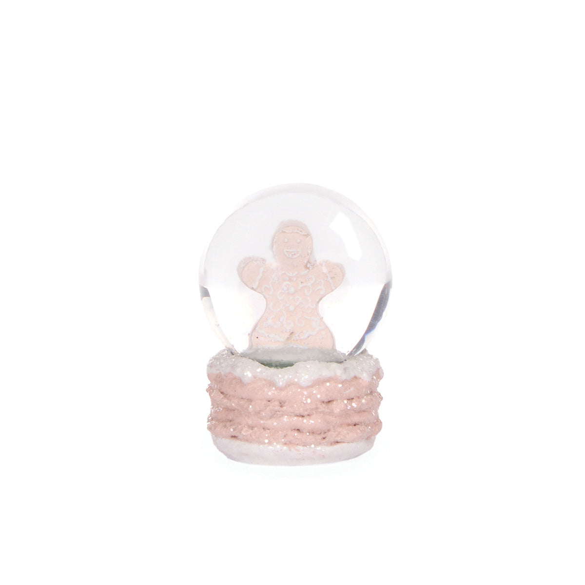 Pink Gingerbread Man Snow Globe