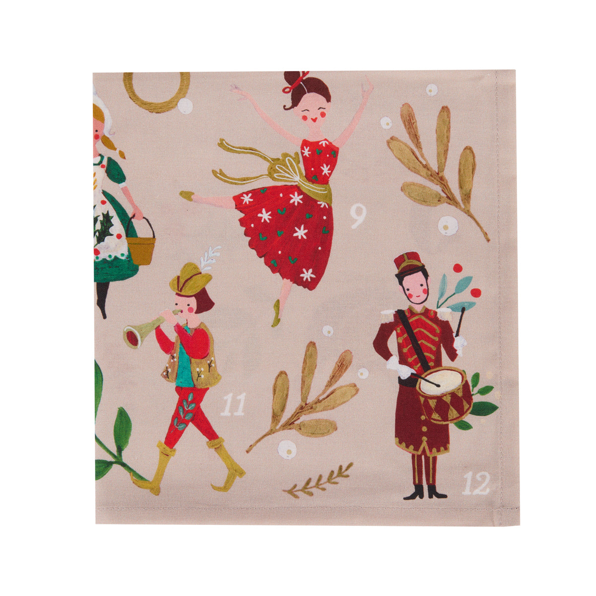 Set/4 12 Days Of Christmas Cotton Napkins