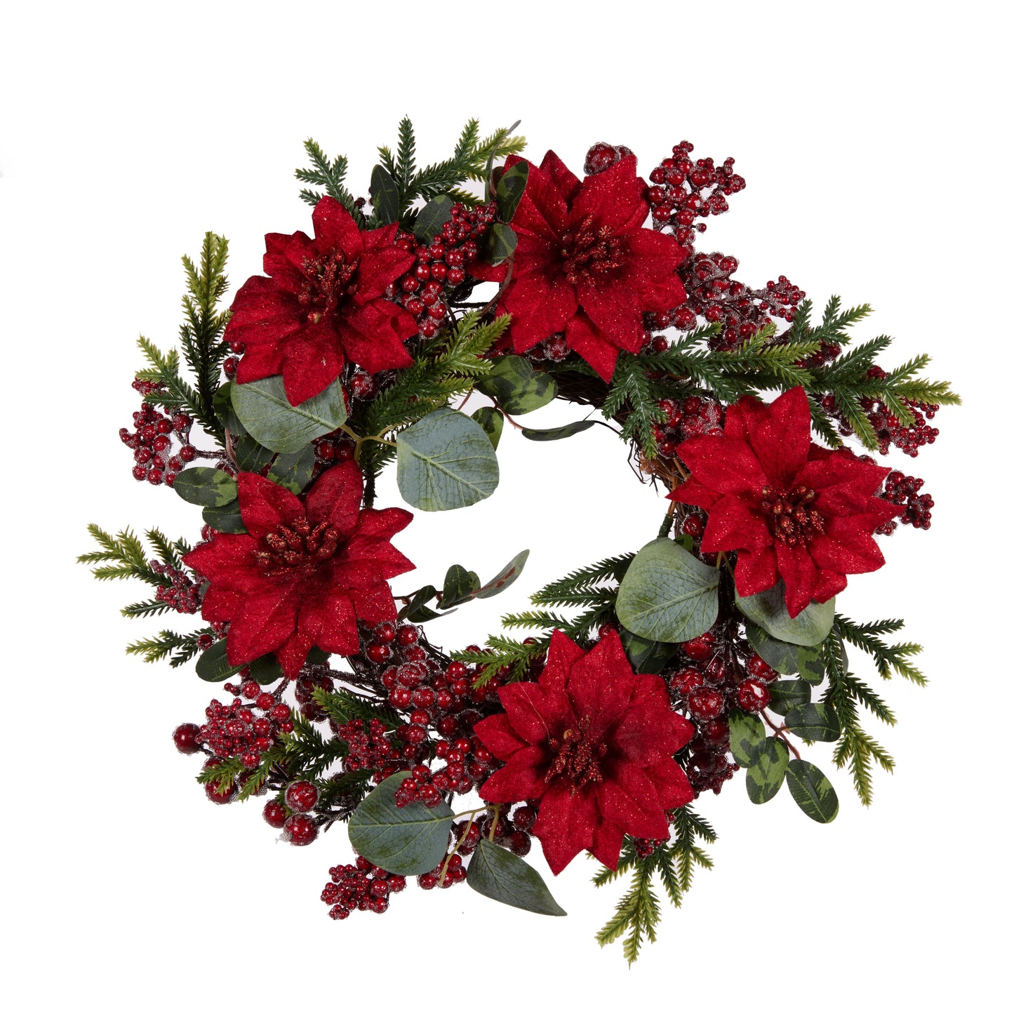 35.5cm Luxe Red Poinsettia Wreath