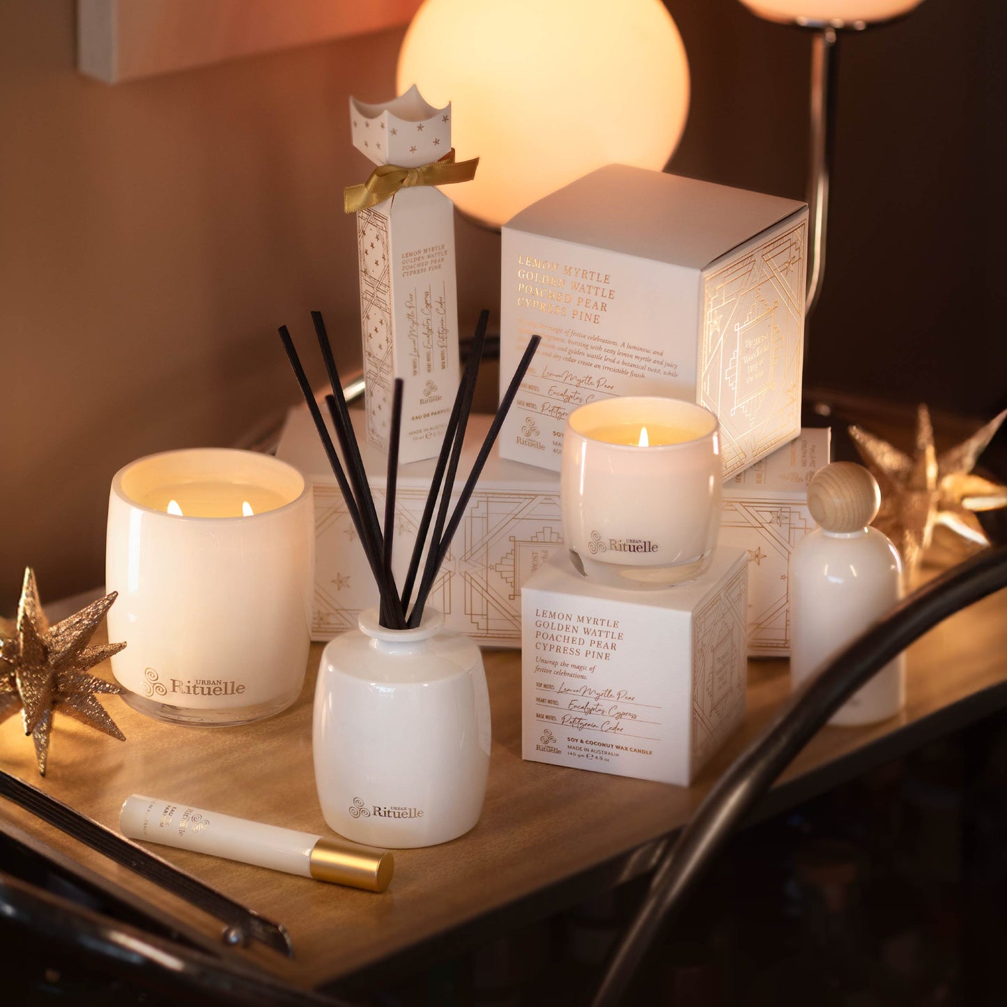 Lemon Myrtle, Golden Wattle, Poached Pear, Cypress Pine Scented Soy Candle | 140gm