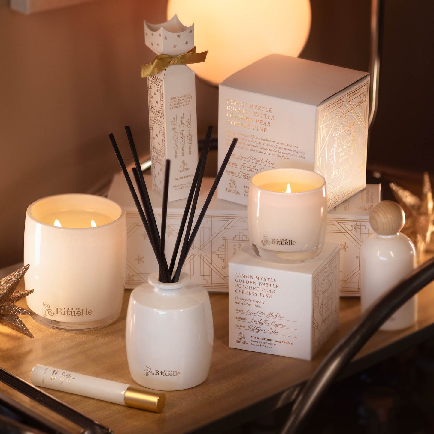 Lemon Myrtle, Golden Wattle, Poached Pear, Cypress Pine Fragrance Diffuser Set | 220ml