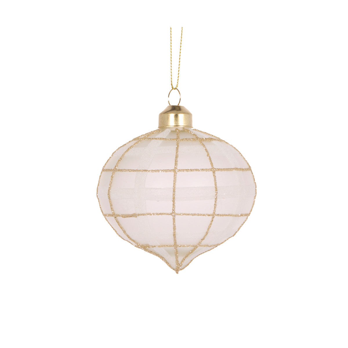 White Tartan Onion Bauble