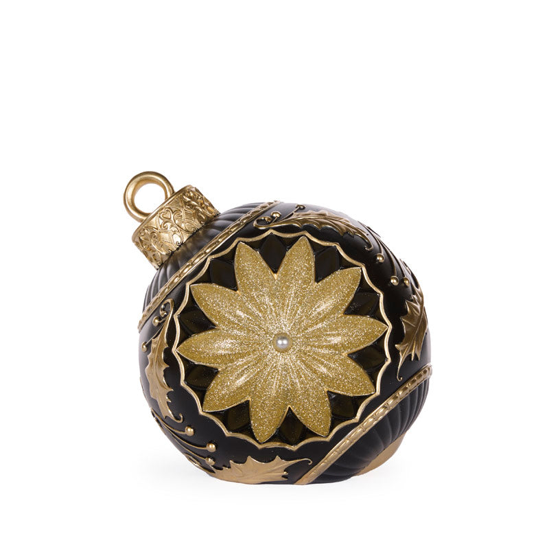 25cm Black Glittered Bauble Decor