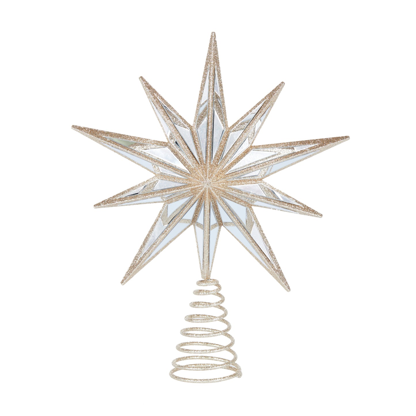 9 - point Mirrored Tree Topper Star Champagne