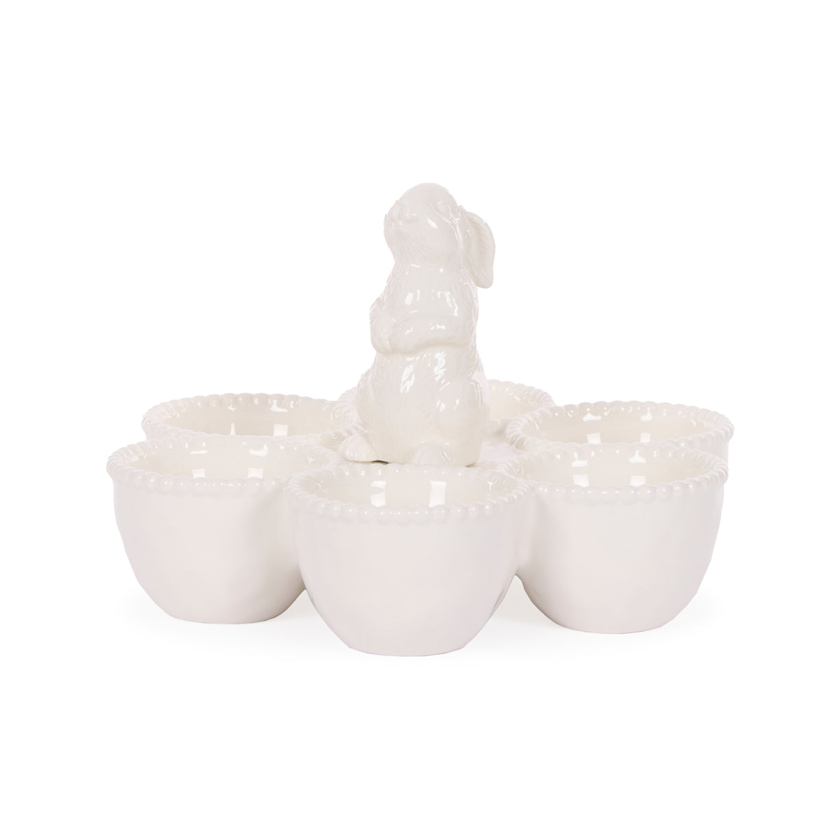 WHITE BEADED BUNNY EGG HOLDER