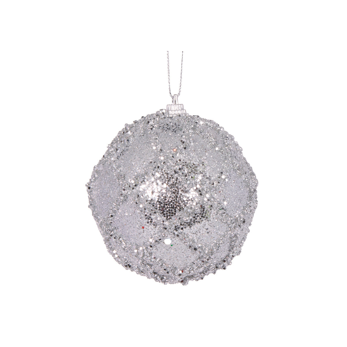 Mini Silver Glittered Lattice Bauble