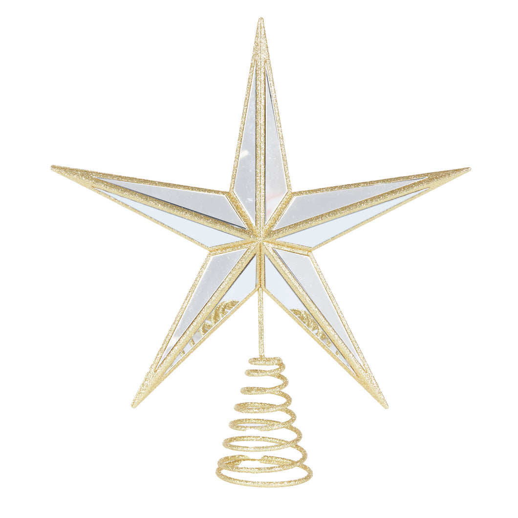 5 Point Mirrored Tree Topper Star Gold