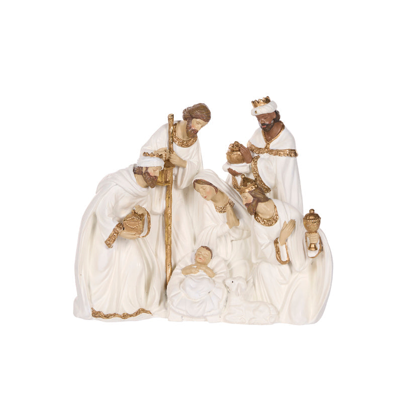 White And Gold Nativity Scene