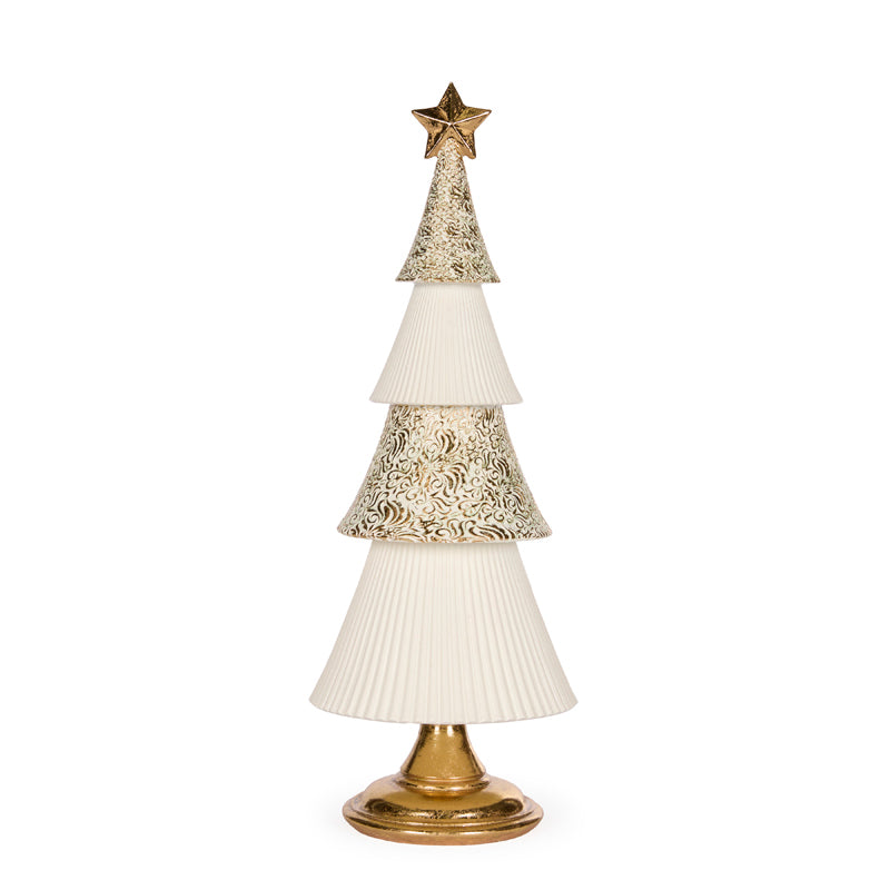 41cm White And Gold Layered Tree