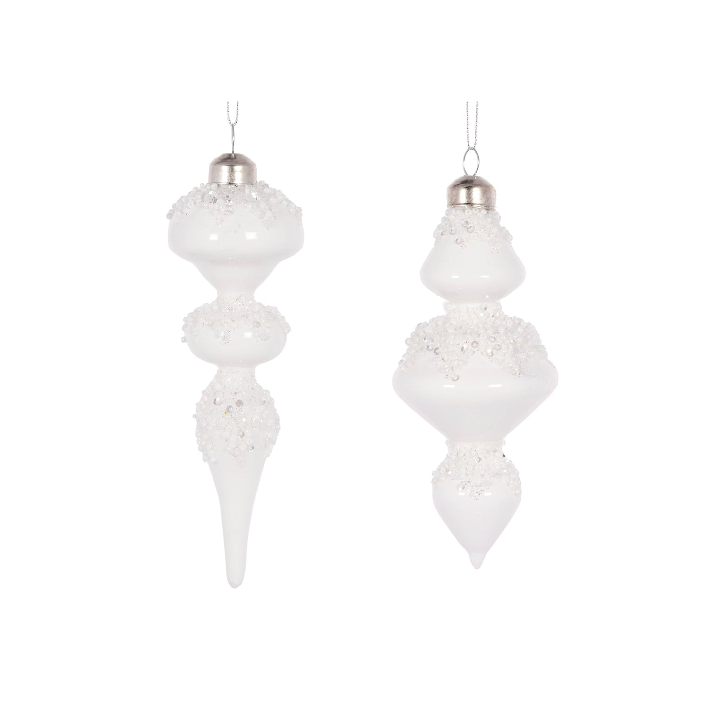Set/3 White Beaded Finials