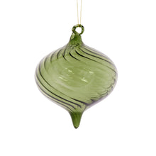 Load image into Gallery viewer, Transparent Green Swirl Onion Bauble
