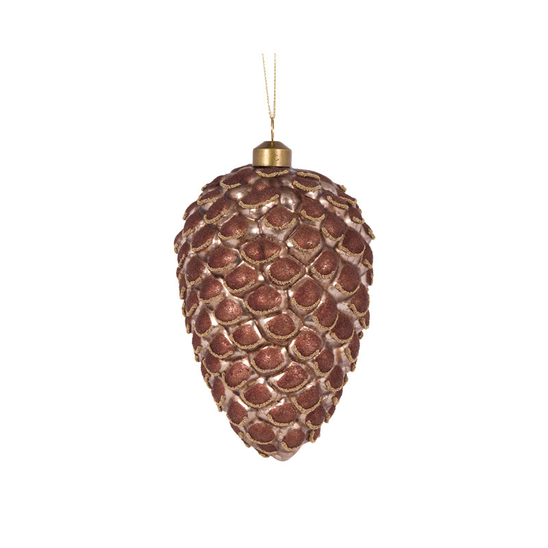 Luxe Brown Frosted Pinecone Ornament