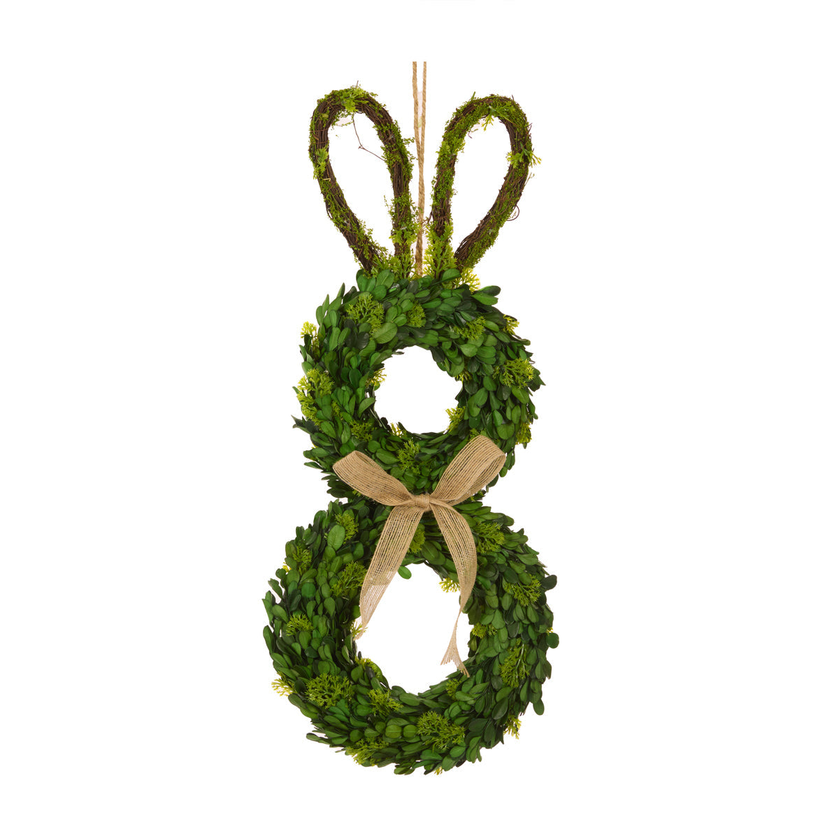 BOXWOOD BUNNY WREATH WITH BOW