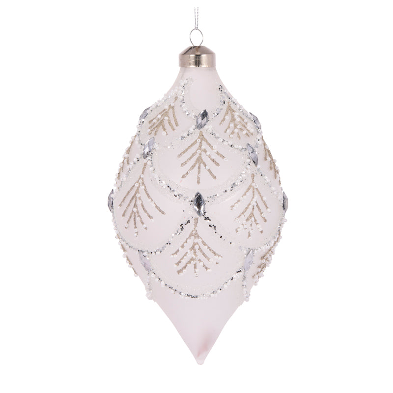 Frosted Fern Pleat Drop Bauble