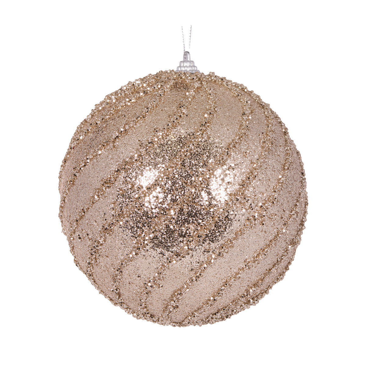 XL CHAMPAGNE GLITTERED SWIRL BAUBLE