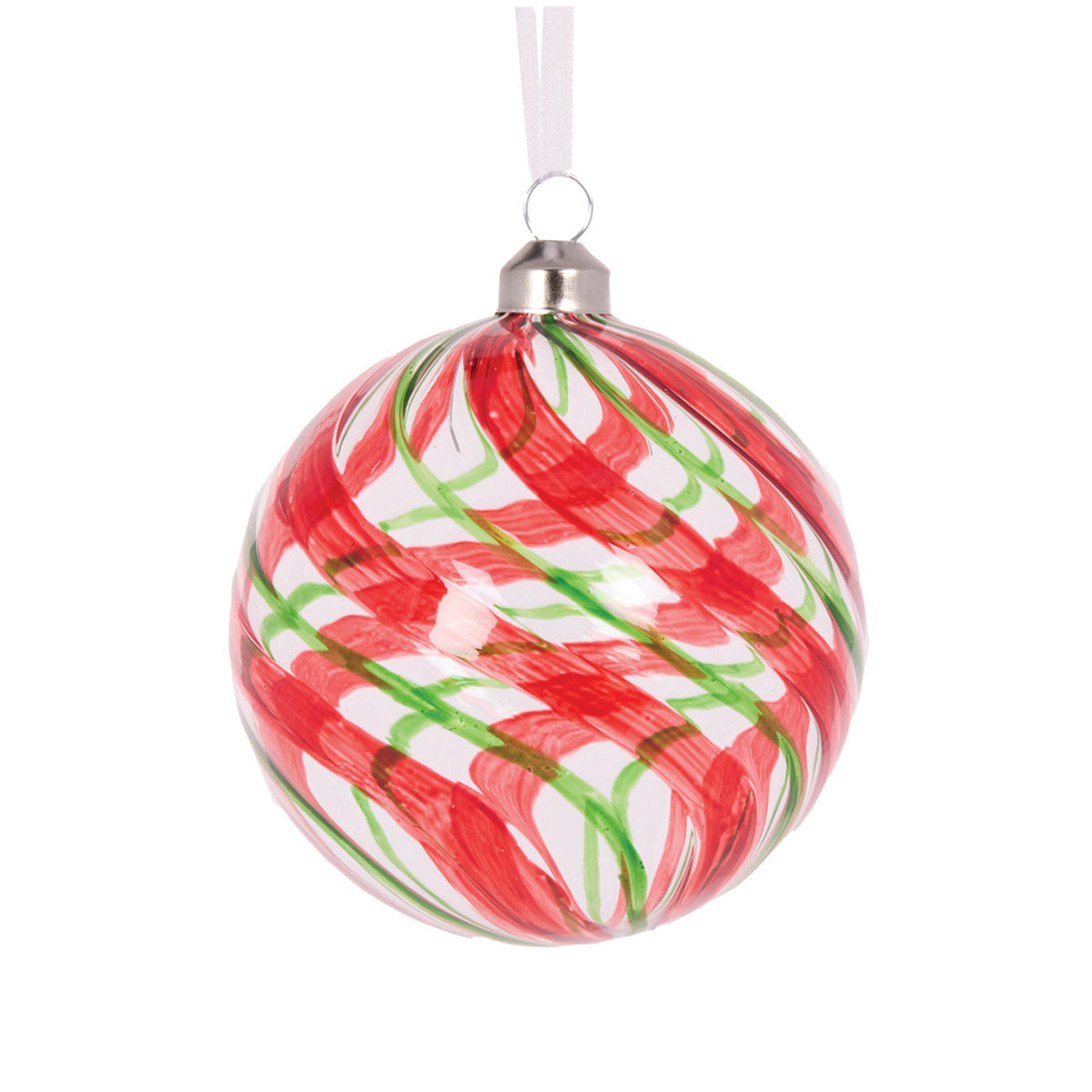 Clear Peppermint Swirl Bauble