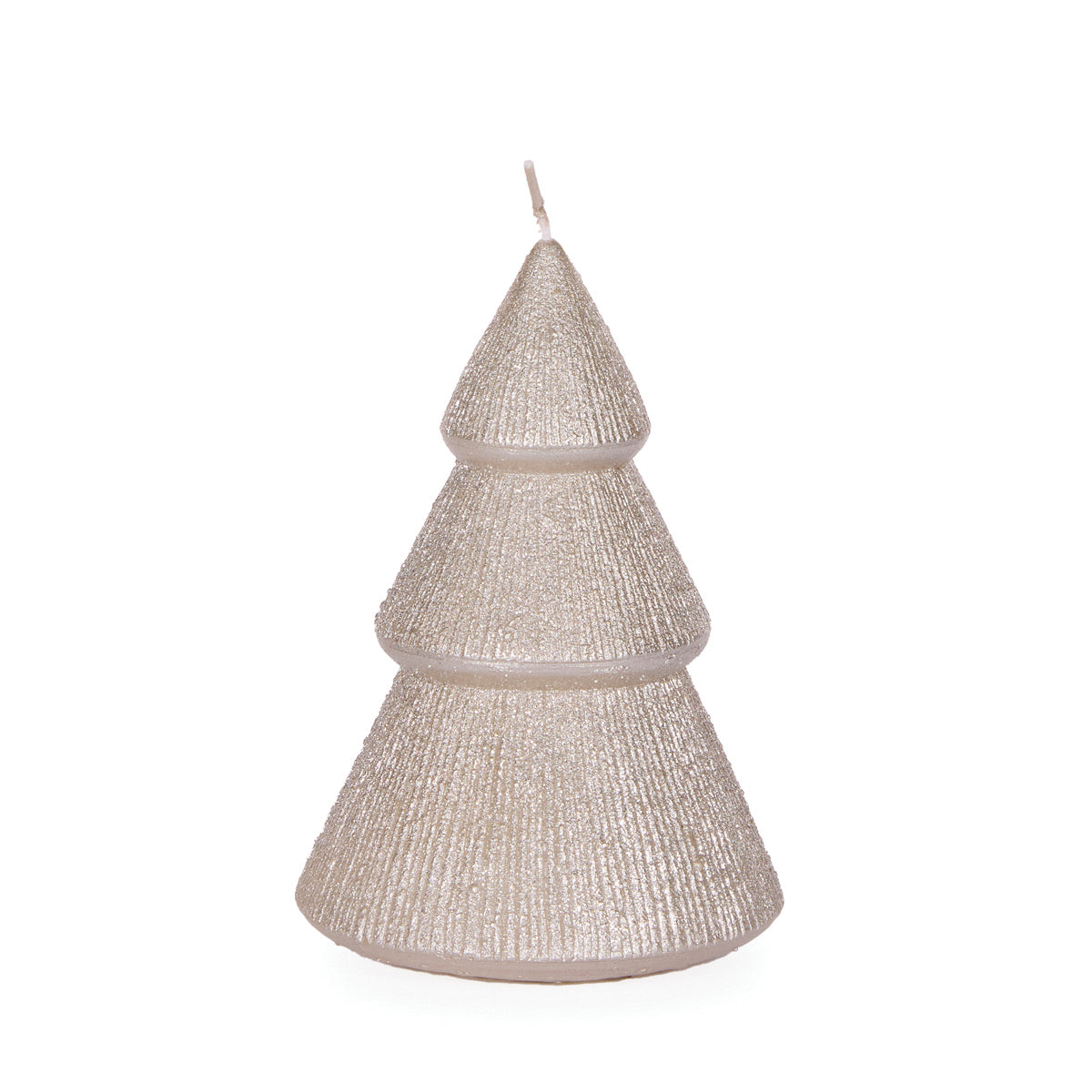 13.5cm Champagne Ribbed Tree Candle