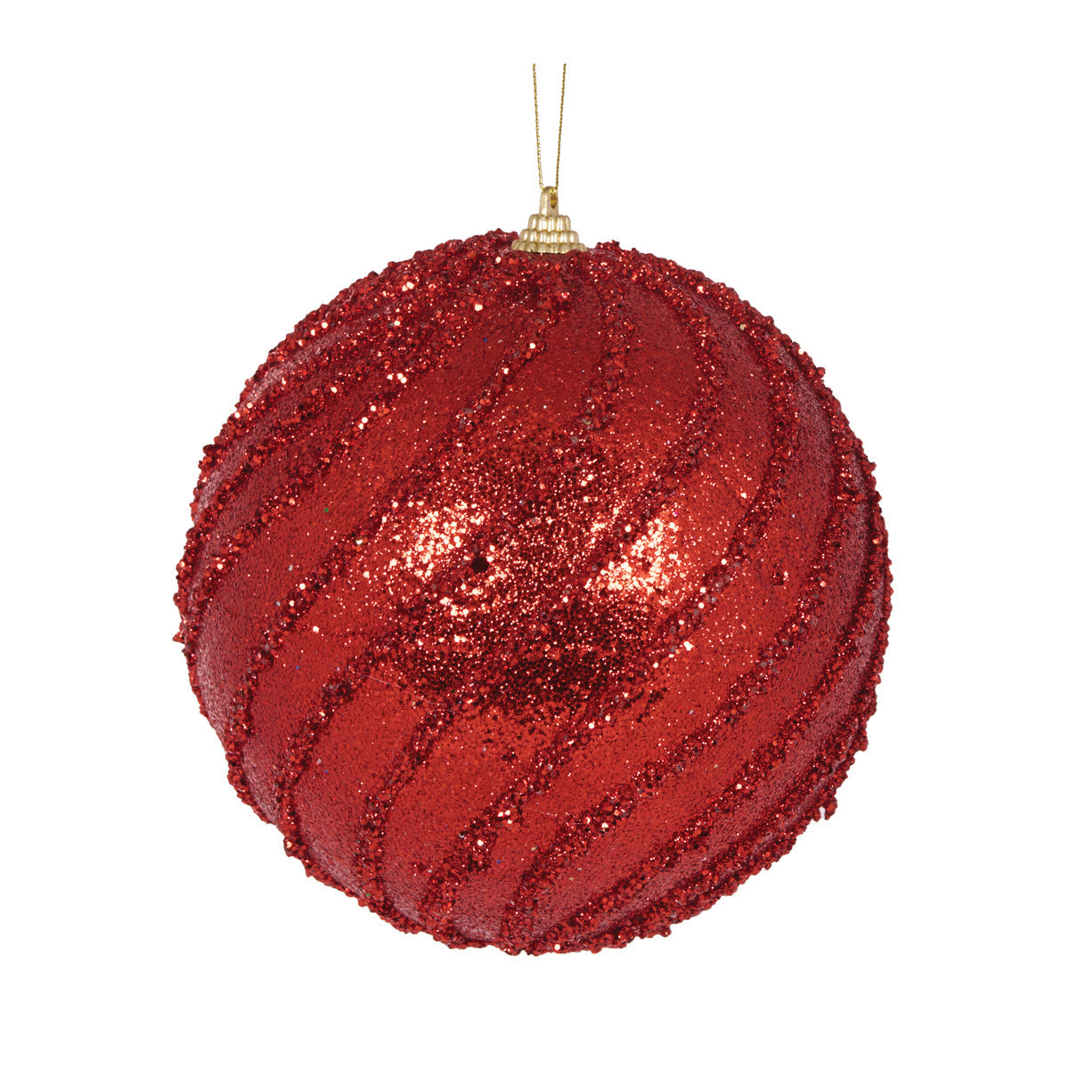 XL Red Glittered Swirl Bauble