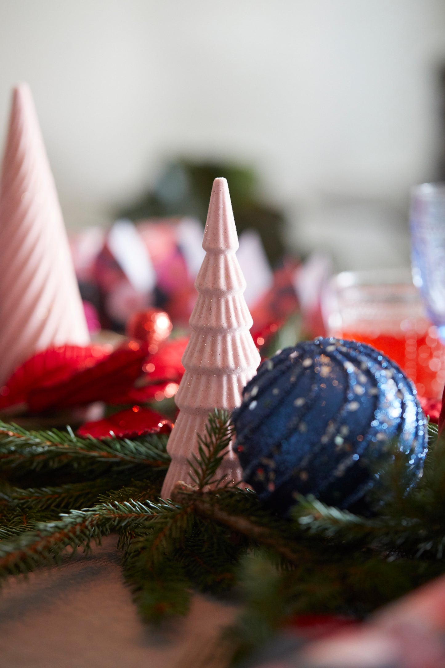 Pink Velvet Layered Table Top Tree