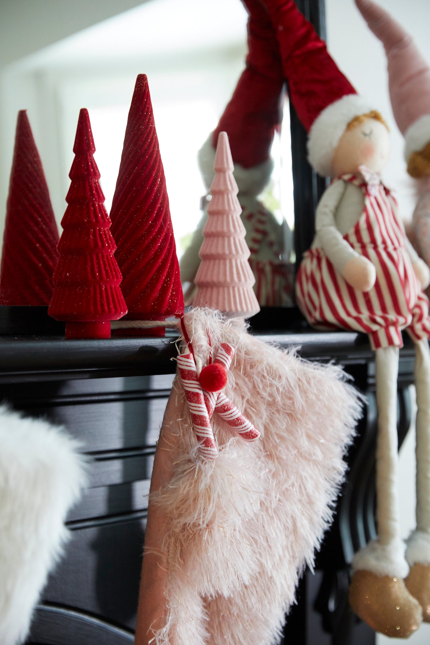 Blush Christmas Stocking With Fur