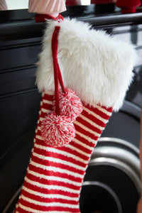 Red Christmas Stocking With Stripes