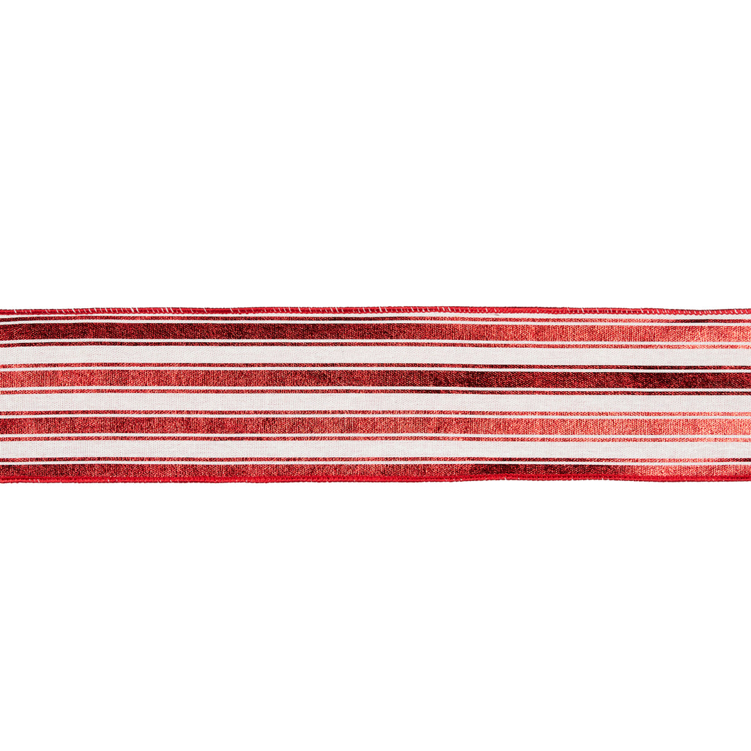 Red White Metalic Stripe Ribbo