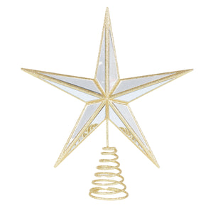 5 Point Mirrored Tree Topper Star Gold