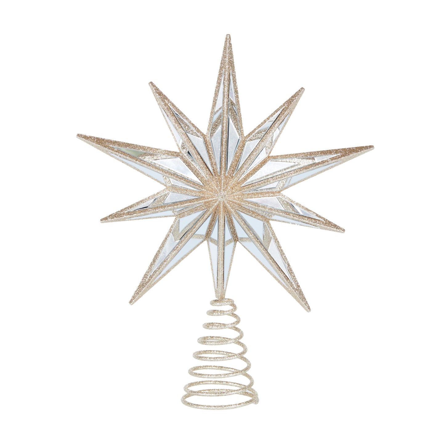 9 - point Mirrored Tree Topper Star Champagne