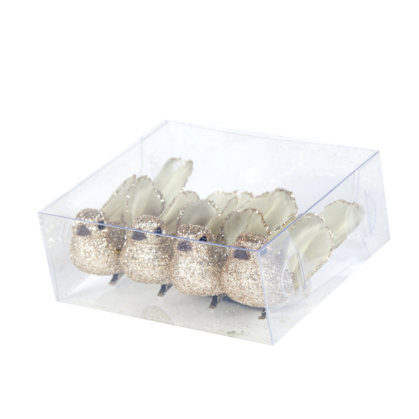 4pk Champagne Feather Clip Bird