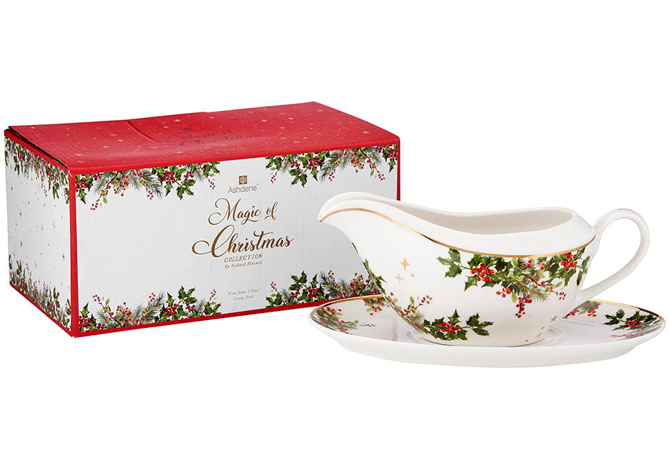 "MAGIC OF CHRISTMAS" GRAVY BOAT Holly & Ivy