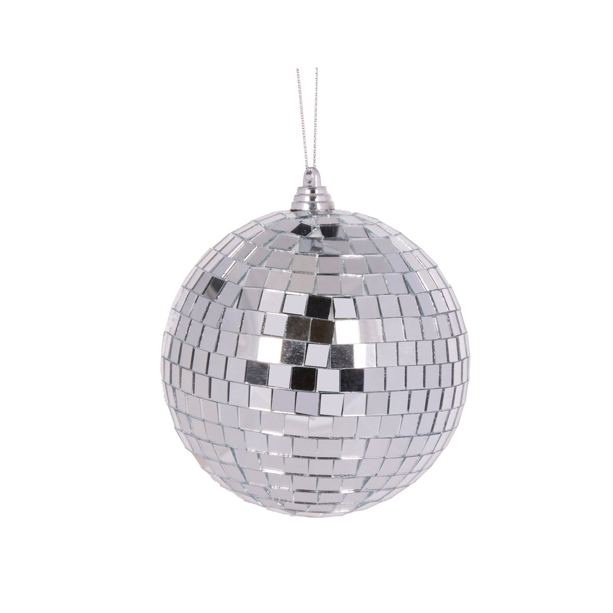 10 CM SILVER DISCO BAUBLE