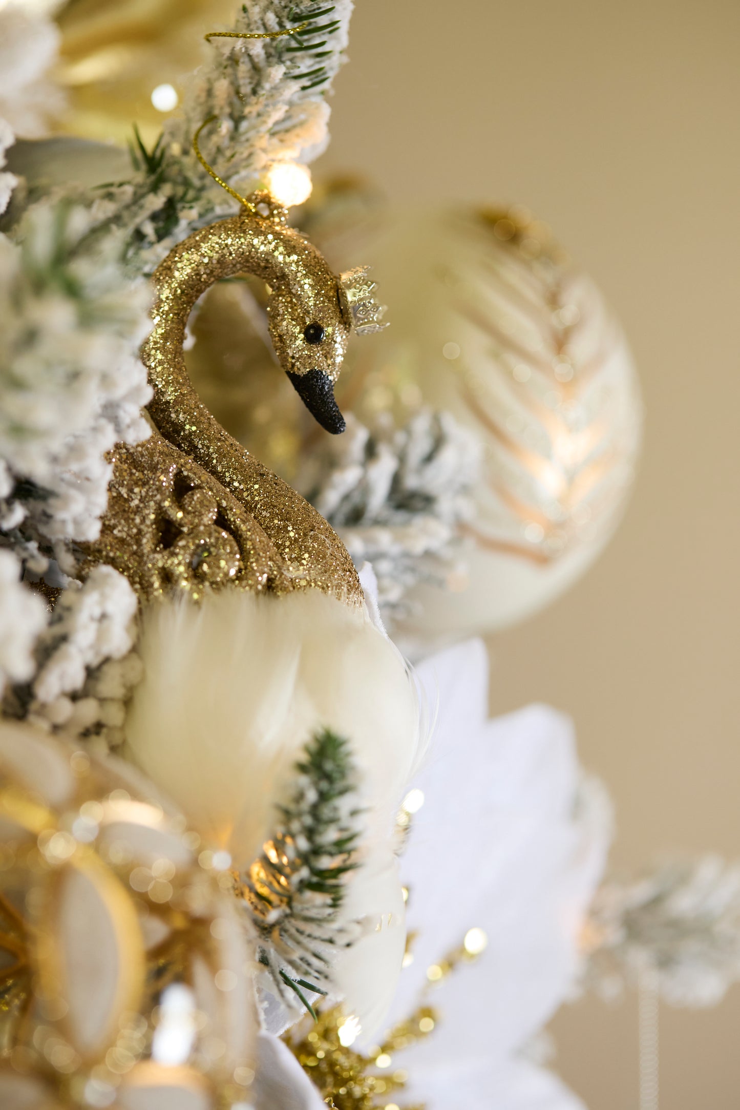 Champagne Feathered Swan Hanging