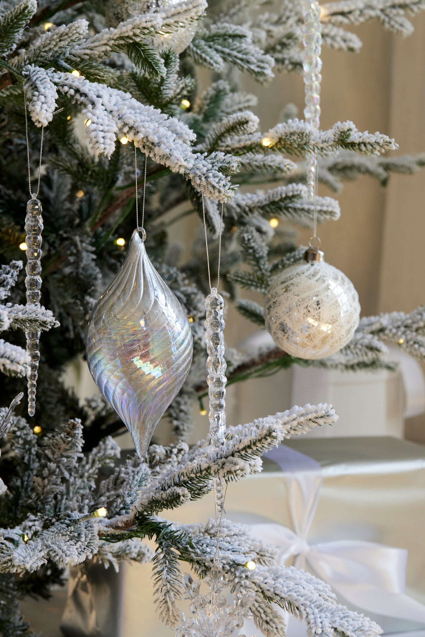 White And Silver Swirl Bauble