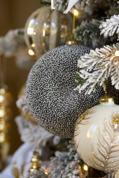 15 Cm Silver Caviar Bauble