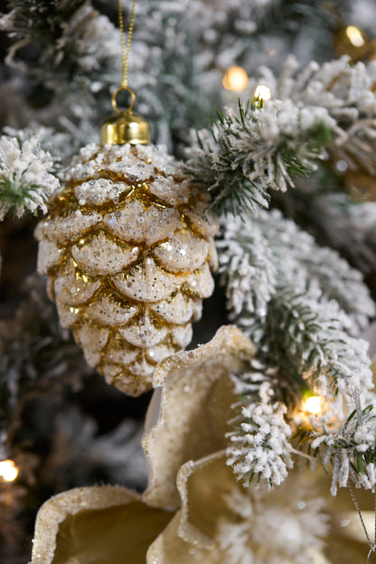 Gold Frosted Pinecone Bauble